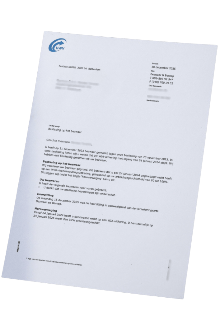 bezwaar uwv voorbeeld brief